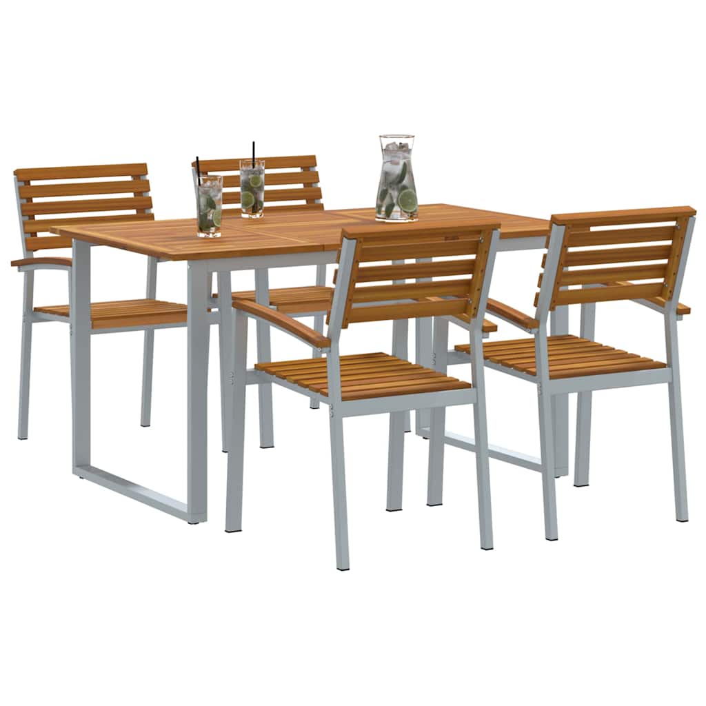 Garden Dining Set 5 pcs Grey Solid Acacia Wood