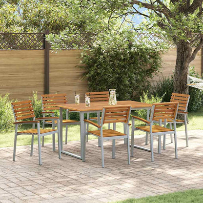 Garden Dining Set 7 pcs Grey Solid Acacia Wood