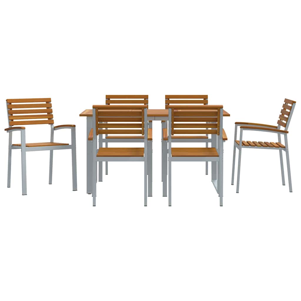 Garden Dining Set 7 pcs Grey Solid Acacia Wood