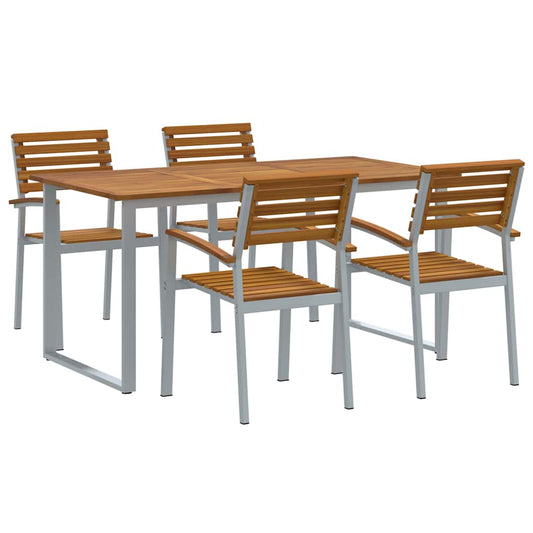 Garden Dining Set 5 pcs Grey Solid Acacia Wood