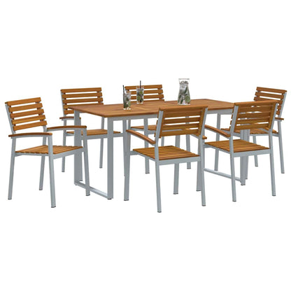 Garden Dining Set 7 pcs Grey Solid Acacia Wood