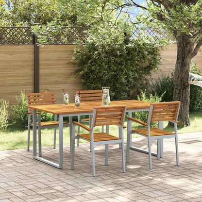 Garden Dining Set 5 pcs Grey Solid Acacia Wood