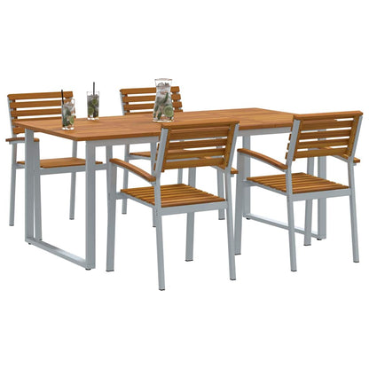 Garden Dining Set 5 pcs Grey Solid Acacia Wood