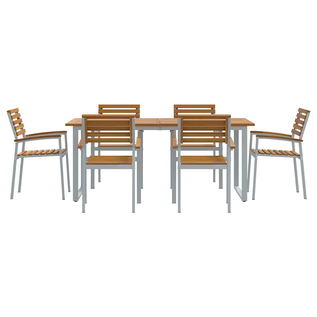 Garden Dining Set 7 pcs Grey Solid Acacia Wood