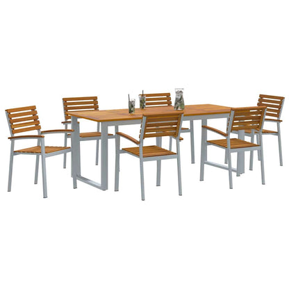 Garden Dining Set 7 pcs Grey Solid Acacia Wood