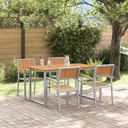 Garden Dining Set 5 pcs Grey Solid Acacia Wood