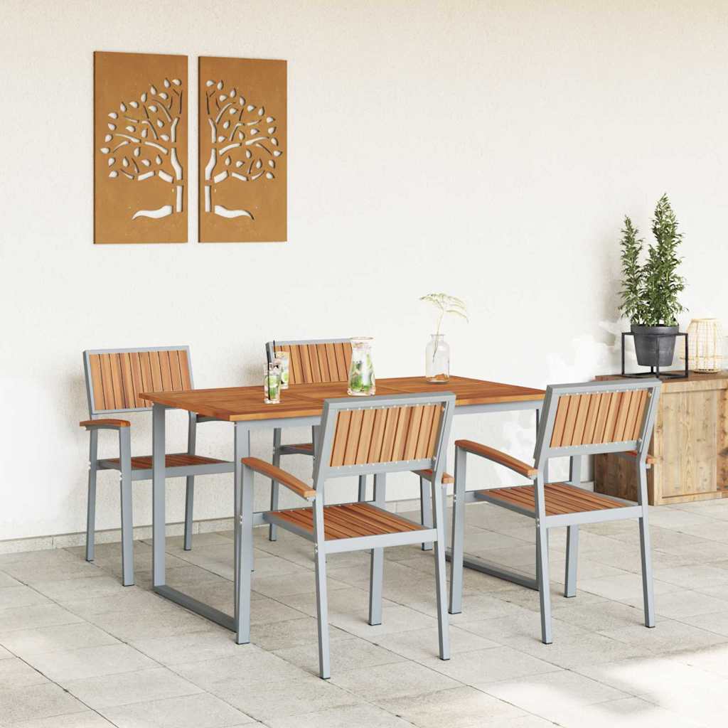 Garden Dining Set 5 pcs Grey Solid Acacia Wood