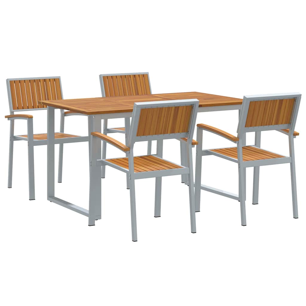 Garden Dining Set 5 pcs Grey Solid Acacia Wood