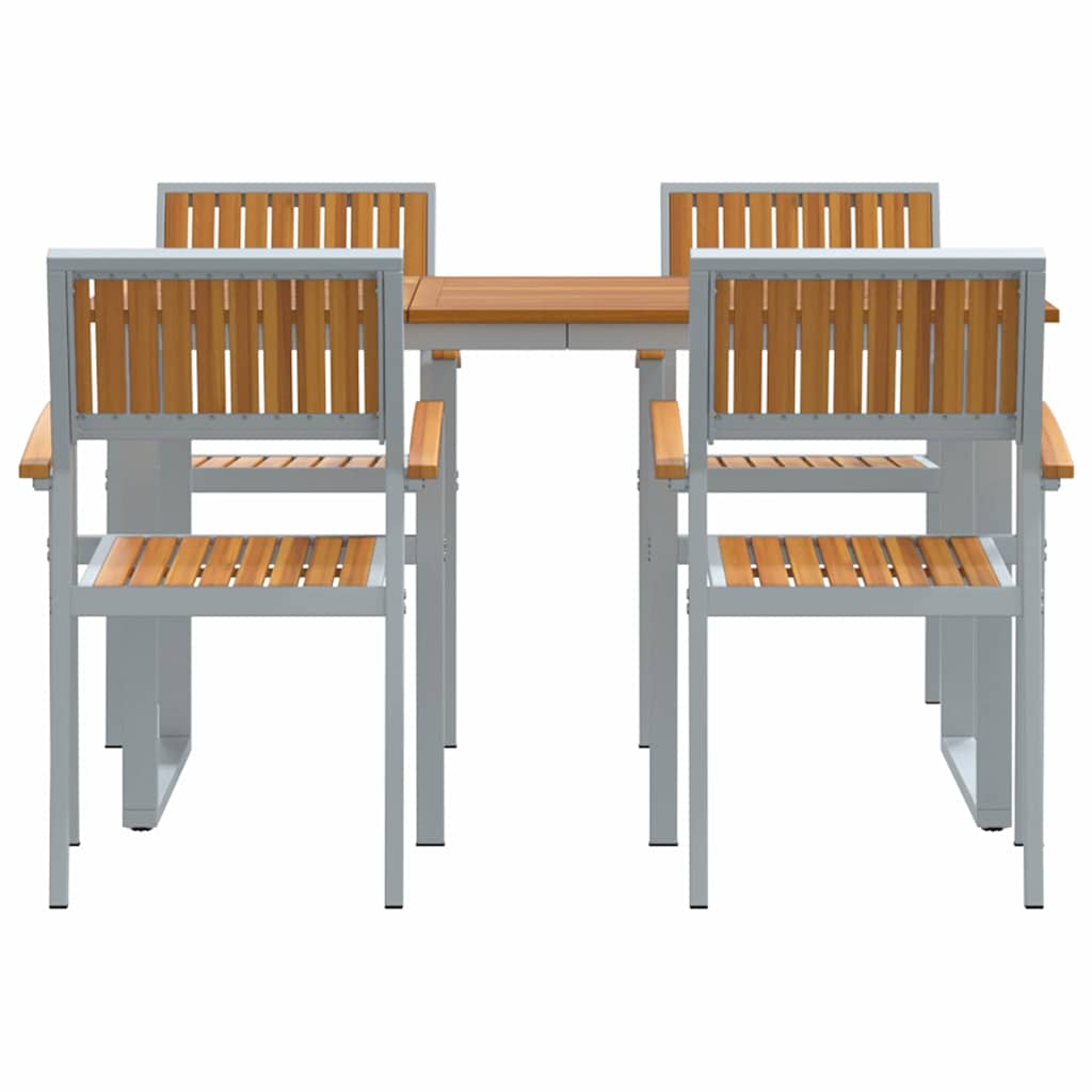 Garden Dining Set 5 pcs Grey Solid Acacia Wood