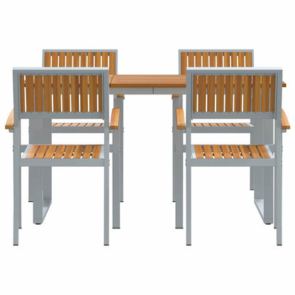 Garden Dining Set 5 pcs Grey Solid Acacia Wood