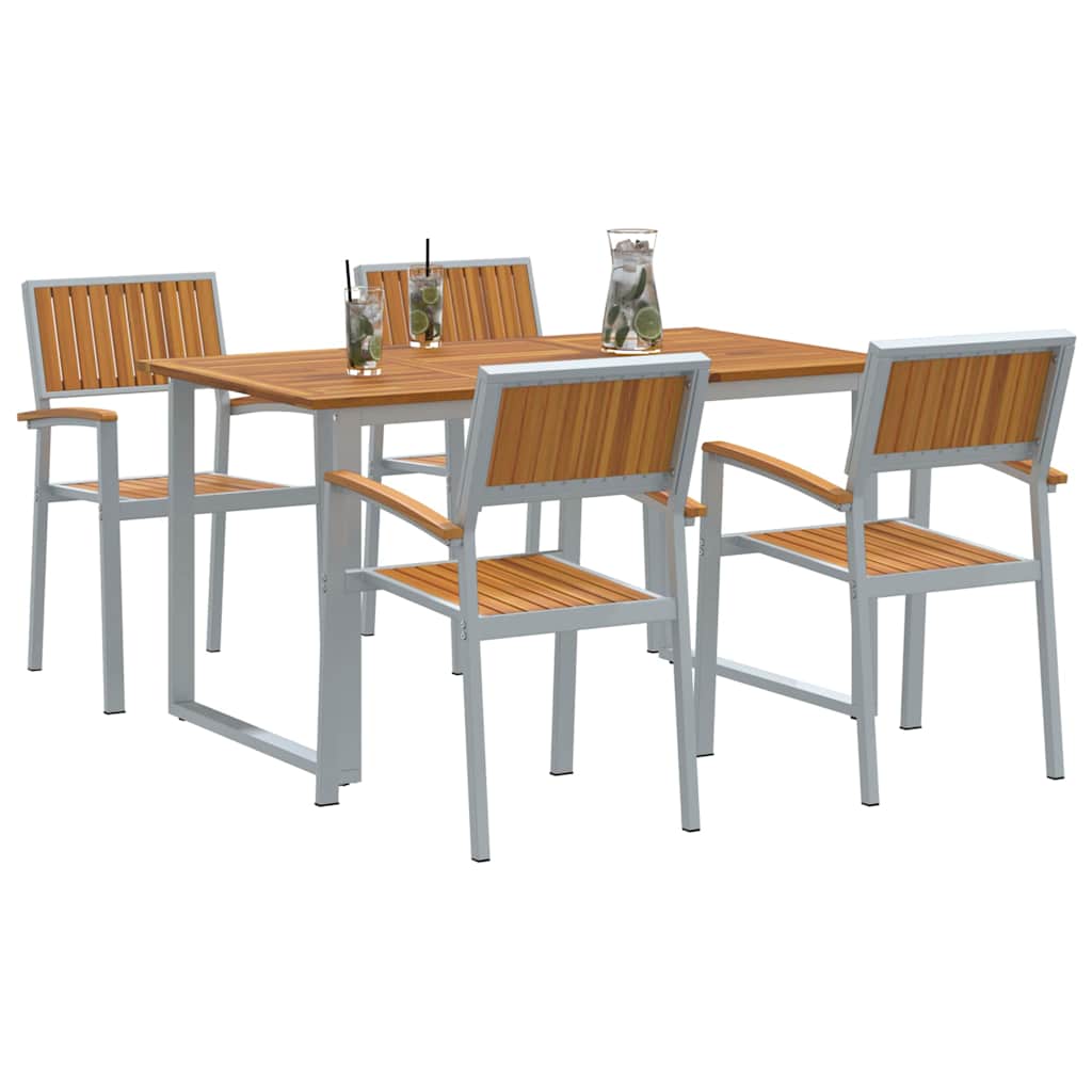 Garden Dining Set 5 pcs Grey Solid Acacia Wood