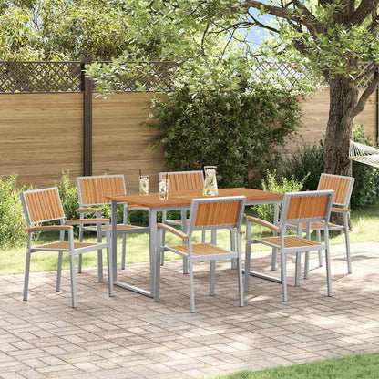 Garden Dining Set 7 pcs Grey Solid Acacia Wood