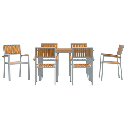 Garden Dining Set 7 pcs Grey Solid Acacia Wood