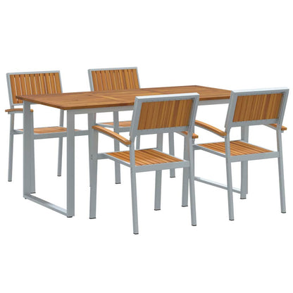 Garden Dining Set 5 pcs Grey Solid Acacia Wood