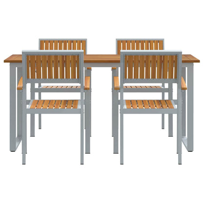 Garden Dining Set 5 pcs Grey Solid Acacia Wood