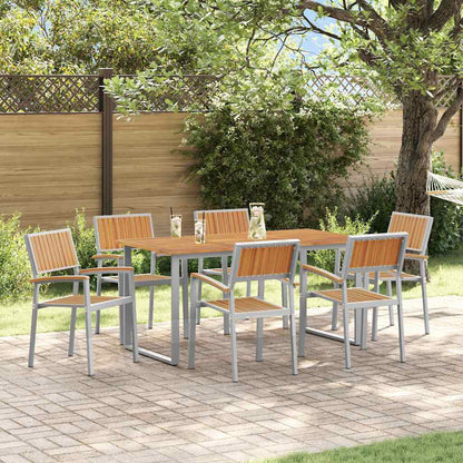 Garden Dining Set 7 pcs Grey Solid Acacia Wood