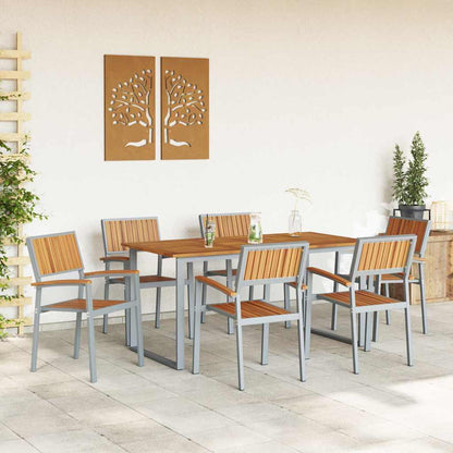Garden Dining Set 7 pcs Grey Solid Acacia Wood