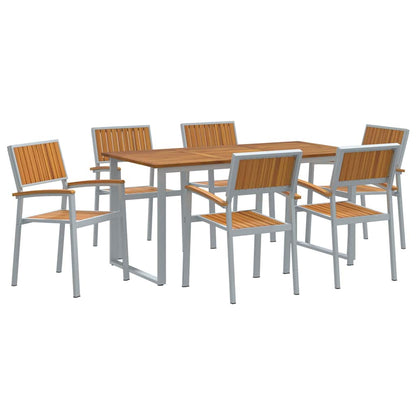 Garden Dining Set 7 pcs Grey Solid Acacia Wood