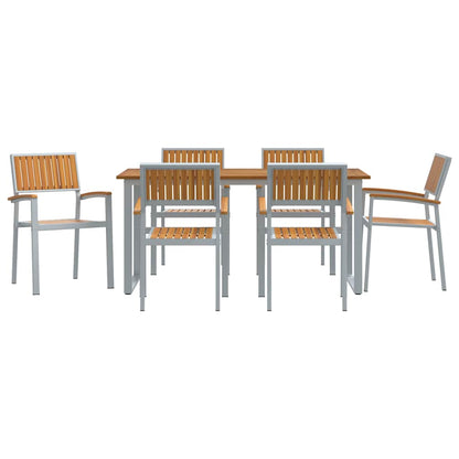 Garden Dining Set 7 pcs Grey Solid Acacia Wood