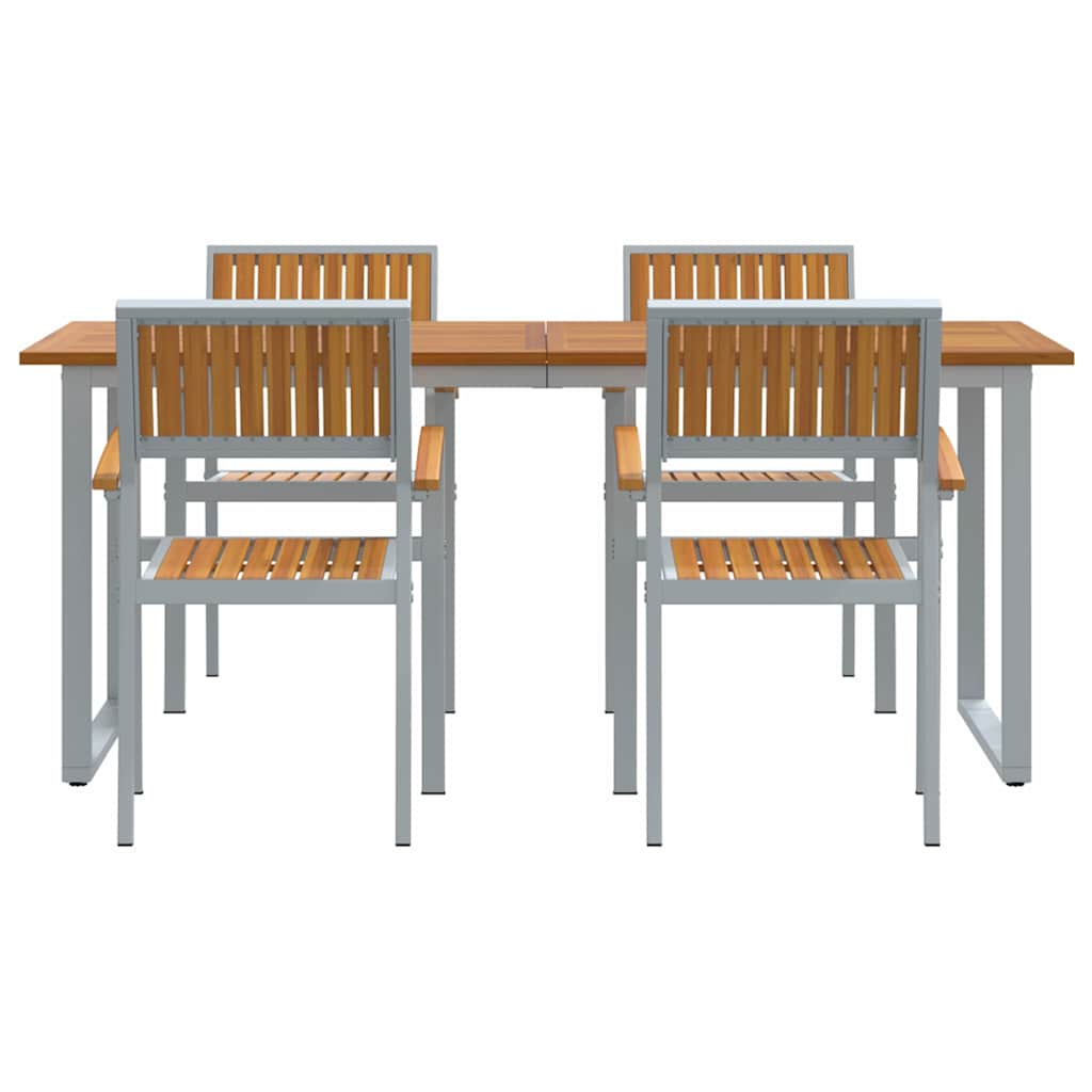 Garden Dining Set 5 pcs Grey Solid Acacia Wood