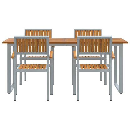 Garden Dining Set 5 pcs Grey Solid Acacia Wood