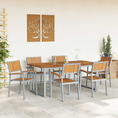 Garden Dining Set 7 pcs Grey Solid Acacia Wood