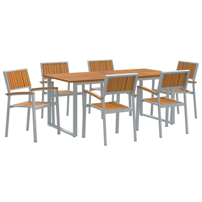 Garden Dining Set 7 pcs Grey Solid Acacia Wood