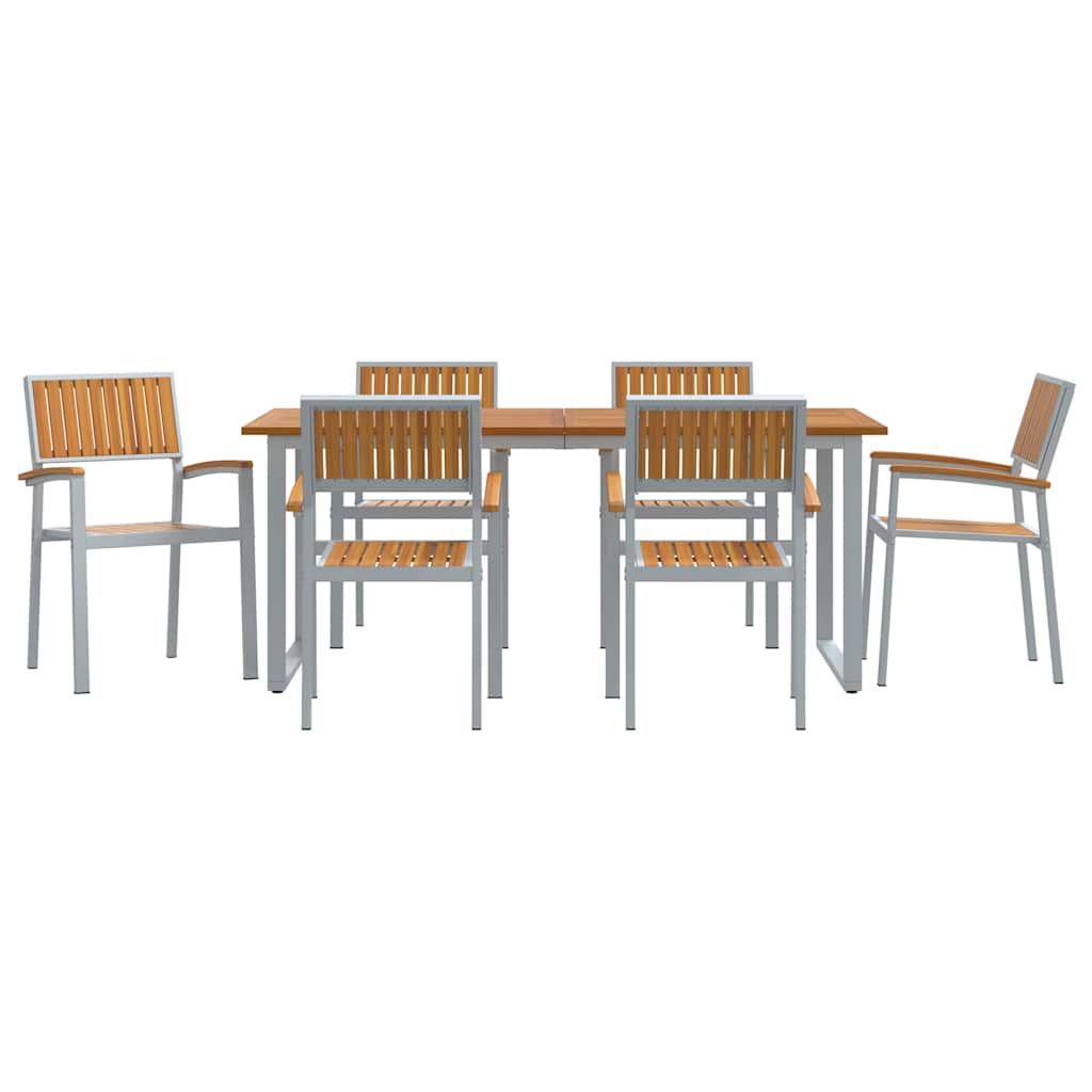 Garden Dining Set 7 pcs Grey Solid Acacia Wood