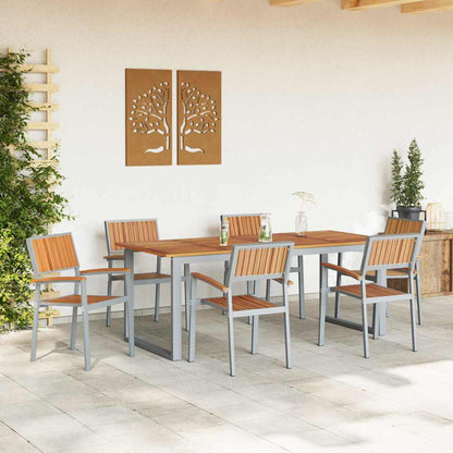 Garden Dining Set 7 pcs Grey Solid Acacia Wood