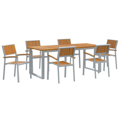 Garden Dining Set 7 pcs Grey Solid Acacia Wood