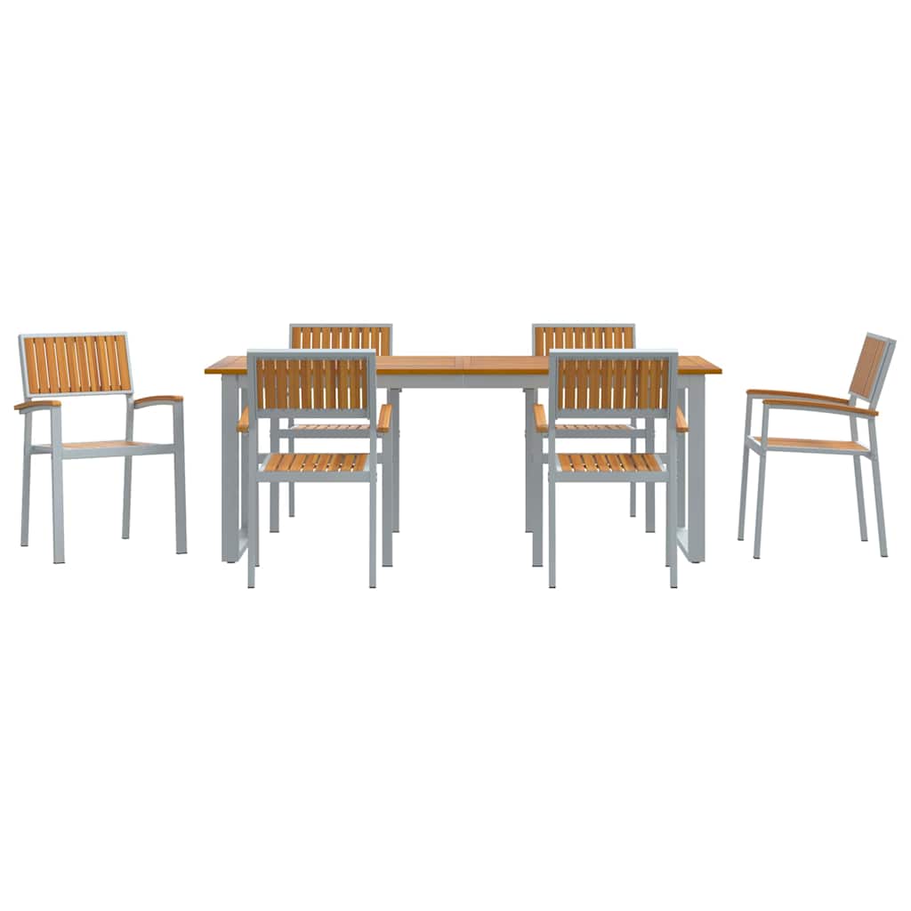 Garden Dining Set 7 pcs Grey Solid Acacia Wood