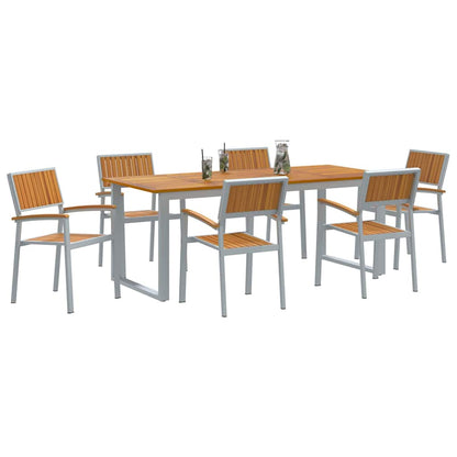 Garden Dining Set 7 pcs Grey Solid Acacia Wood