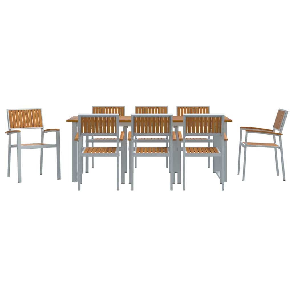Garden Dining Set 9 pcs Grey Solid Acacia Wood
