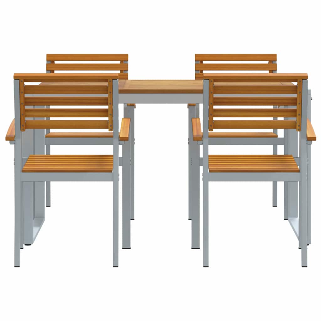 Garden Dining Set 5 pcs Grey Solid Acacia Wood