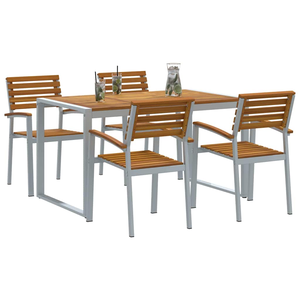 Garden Dining Set 5 pcs Grey Solid Acacia Wood