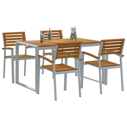 Garden Dining Set 5 pcs Grey Solid Acacia Wood