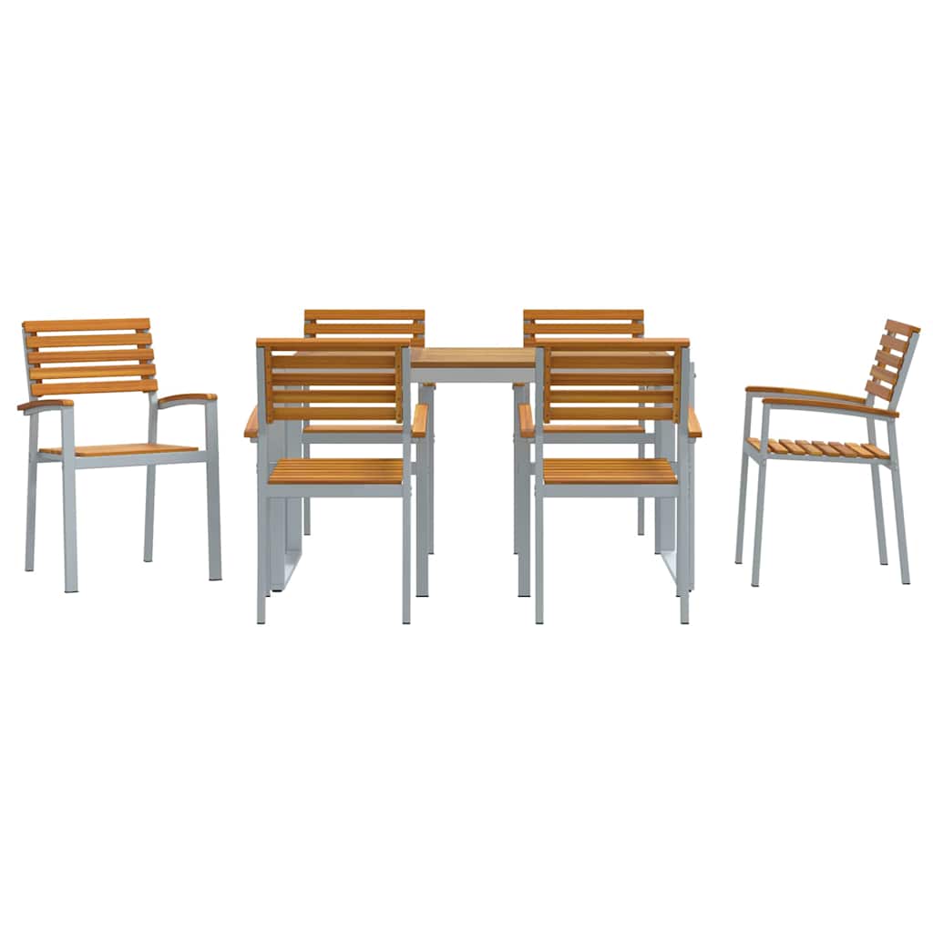 Garden Dining Set 7 pcs Grey Solid Acacia Wood