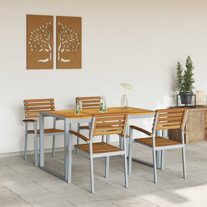 Garden Dining Set 5 pcs Grey Solid Acacia Wood