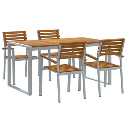 Garden Dining Set 5 pcs Grey Solid Acacia Wood