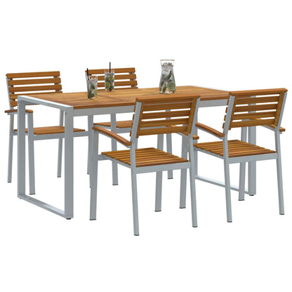 Garden Dining Set 5 pcs Grey Solid Acacia Wood