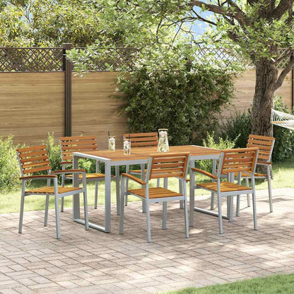 Garden Dining Set 7 pcs Grey Solid Acacia Wood