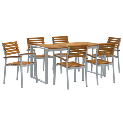 Garden Dining Set 7 pcs Grey Solid Acacia Wood