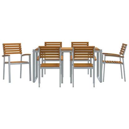 Garden Dining Set 7 pcs Grey Solid Acacia Wood