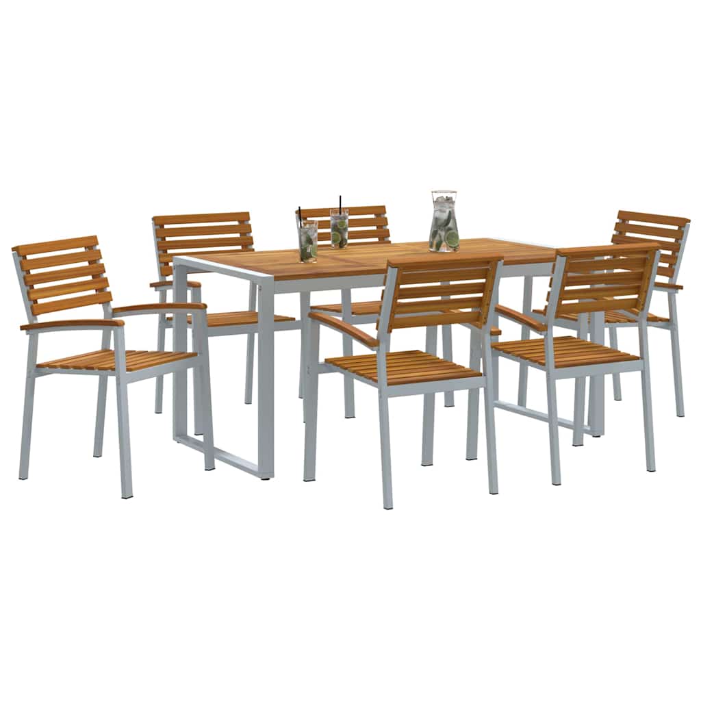 Garden Dining Set 7 pcs Grey Solid Acacia Wood