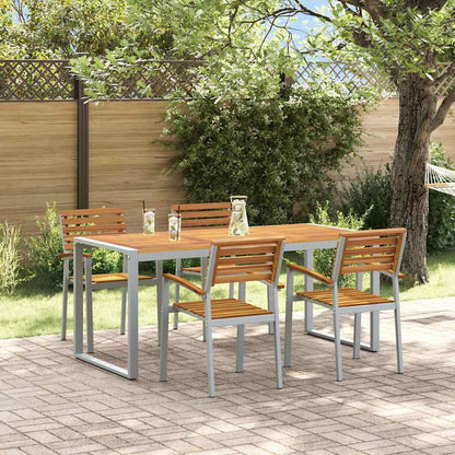 Garden Dining Set 5 pcs Grey Solid Acacia Wood