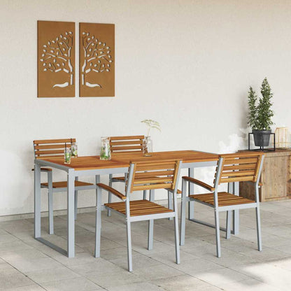 Garden Dining Set 5 pcs Grey Solid Acacia Wood