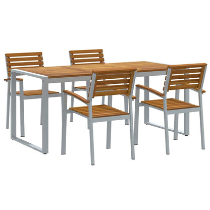 Garden Dining Set 5 pcs Grey Solid Acacia Wood