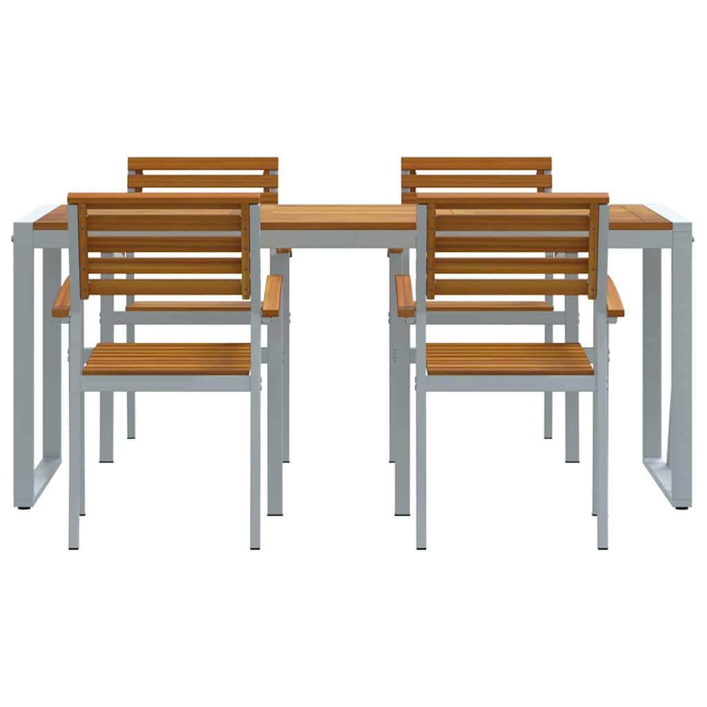 Garden Dining Set 5 pcs Grey Solid Acacia Wood