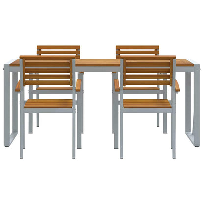 Garden Dining Set 5 pcs Grey Solid Acacia Wood