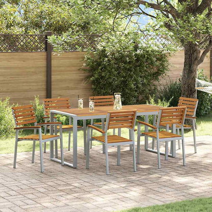 Garden Dining Set 7 pcs Grey Solid Acacia Wood